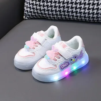 Новые осенние детские кроссовки Lights Comfort Girl Shoes Cartoon Universal Girl Sneakers Trendy Classic Casual Shoes Daily Board Shoes 15 синий