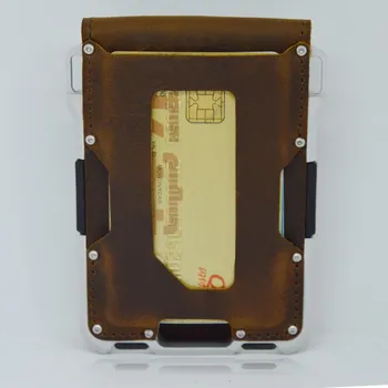 RFID металлический антимагнитный пакет карт из алюминиевого сплава многофункциональный мужской;кожаный кошелек для кредитных карт и визиток красный