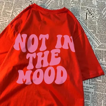 Футболки Not In The Mood Street для мужчин и женщин, модные свободные футболки в стиле хип-хоп, свободная одежда, хлопковые футболки с круглым вырезом, лето S бежевый