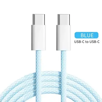 60 Вт PD USB C кабель для быстрой зарядки для iPhone 15 16 Pro Max 15 16 Plus Samsung Huawei Xiaomi Redmi Type C на Type C плетеный кабель 1m