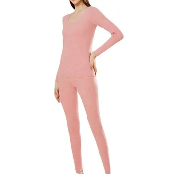 Термобелье Long Johns для женщин с флисовой подкладкой, базовый слой, пижамный комплект для холодной погоды 2XL чёрный