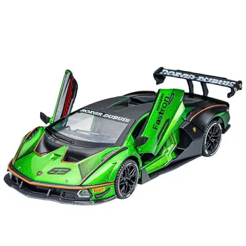 Модель автомобиля Lamborghini SCV12 в масштабе 1/24 со звуковыми и световыми эффектами, пружинный механизм 111 синий