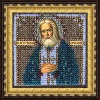 138ПМИ Набор для вышивания бисером 'Вышивальная мозаика' Икона 'Св. Прп. Серафим Саровский', 6,5*6,5 см