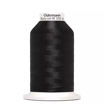 10 Нить Bulky-Lock 80 текстурированная, 1000м, 100% п/э Gutermann 730808 (000 черный)
