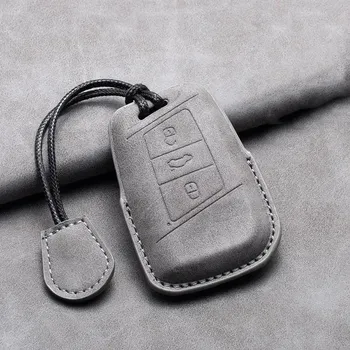 Кожаный чехол для автомобильного ключа для VW Volkswagen Passat B8 Magotan для Skoda Kodiaq Superb A7 Keyless Suede Keychain Car Accessories зелёный
