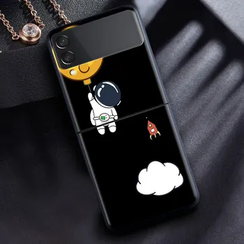 Чехол для Samsung Galaxy Z Flip 3 4 5G, черный жесткий корпус для телефона из ПК Z Flip4, роскошный сегментированный чехол, роскошный космонавт Samsung Z Flip 3 5G