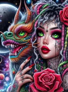5D DIY Алмазный Рисунок Мультфильм Женщина Цветок Череп Любовь Алмазная Вышивка Крестом Иглы Набор Мозаика Домашнее Украшение Подарок Full Round 20x30CM