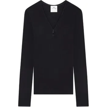 Футболка с застежкой-молнией на вороте в стиле 90-х COURREGES, BLACK/Black