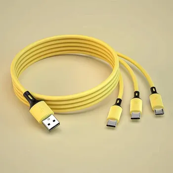 USB-кабель для зарядки GIMIRO 3 в 1. Кабель для быстрой зарядки типа C. Совместим с большинством смартфонов. 120 см, цветной. розовый/зелёный