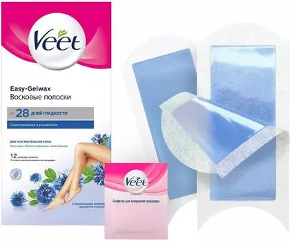 Полоски для депиляции Veet восковые для чувствительной кожи 12шт
