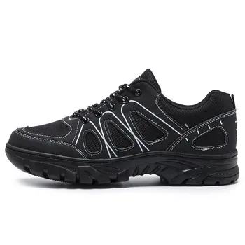 Походная обувь, весенние трендовые удобные мужские кроссовки, дышащие повседневные туфли на плоской подошве с сеткой 38 чёрный