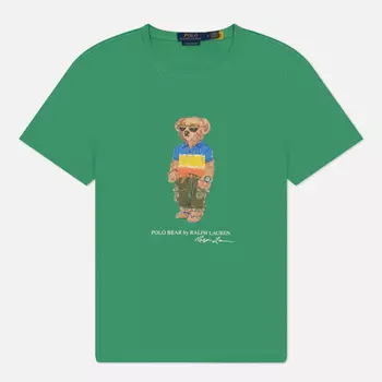 Мужская футболка Polo Ralph Lauren Custom Slim Fit Polo Bear Jersey, цвет зелёный, размер S