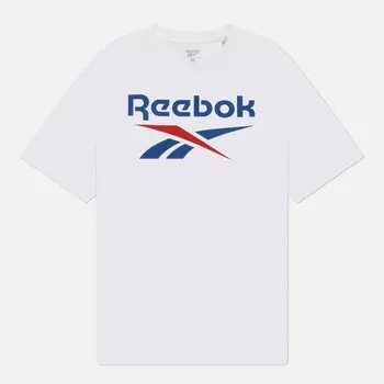 Мужская футболка Reebok Identity Big Stacked Logo, цвет белый, размер XXL