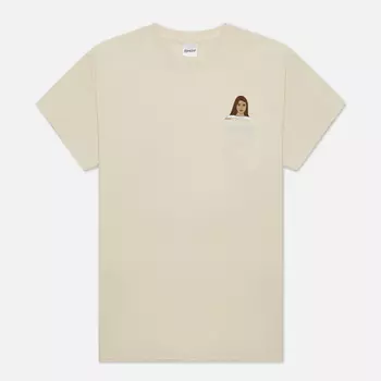 Мужская футболка RIPNDIP Flashing Kittys Pocket, цвет бежевый, размер L