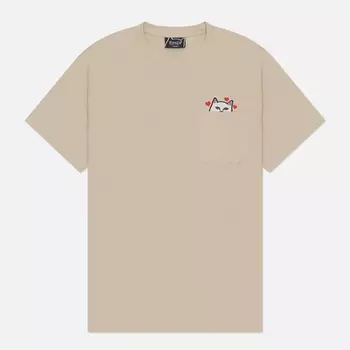 Мужская футболка RIPNDIP Nermal Loves Pocket, цвет бежевый, размер M