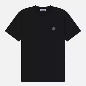 Мужская футболка Stone Island Compass Patch Logo, цвет чёрный, размер M