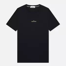 Мужская футболка Stone Island Mixed Media Two Print Slim Fit, цвет чёрный, размер L
