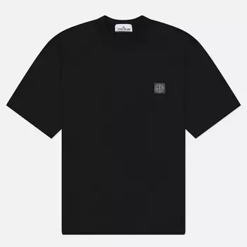 Мужская футболка Stone Island Monocolour Compass Patch, цвет чёрный, размер XL