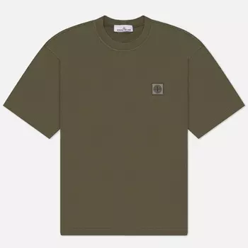 Мужская футболка Stone Island Monocolour Compass Patch, цвет оливковый, размер L