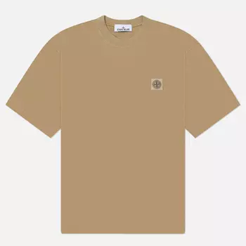 Мужская футболка Stone Island Monocolour Compass Patch, цвет коричневый, размер S