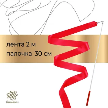 Лента гимнастическая с палочкой grace dance, 2 м, цвет фуксия