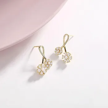 Серьги-крестики с цветком циркония, легкие, роскошные, французские, ретро, милые, новый стиль