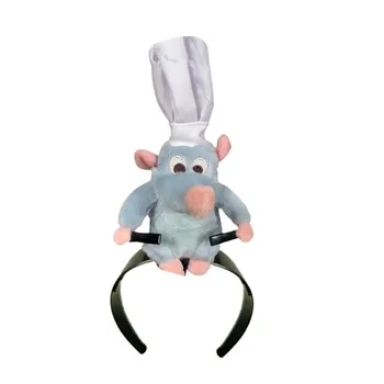 Повязка на голову Cooking Mouse King с 2 зажимами, легкая плюшевая повязка для волос с мышкой, нескользящая петля для волос с плюшевой игрушкой, аксессуары для волос для женщин и девочек, головные уборы A