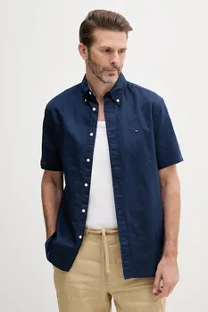 Рубашка с добавлением льна Tommy Hilfiger, темно-синий