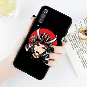 Samurai Gril Women Phone Case For Xiaomi Redmi Note 11 10 9T 8 7 Pro Redmi 10 9 9A 9C 8 7 6 Soft Black Phone Cover Redmi Note11-11S 4G
