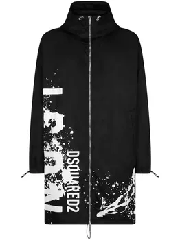 Пальто с капюшоном и логотипом DSQUARED2, черный