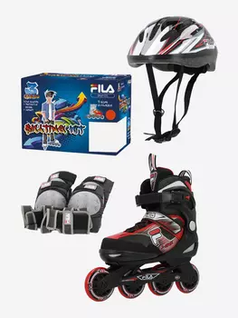 Роликовые коньки детские FILA J-one Combo 3 Set, Черный, размер 27-31