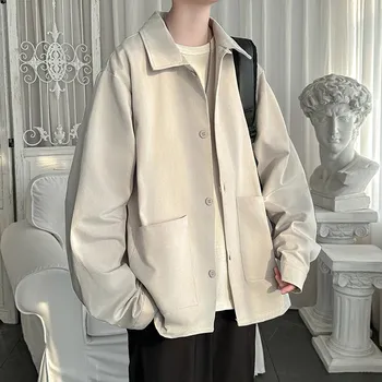 Мужское пальто Ruffian Handsome High-end, мужская весенняя и осенняя куртка Niche Design Loose Spring Jacket Top M чёрный