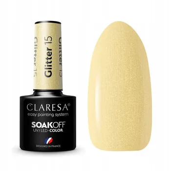 Claresa Glitter 15 Гибридный лак для ногтей с блестками Gold 5 G