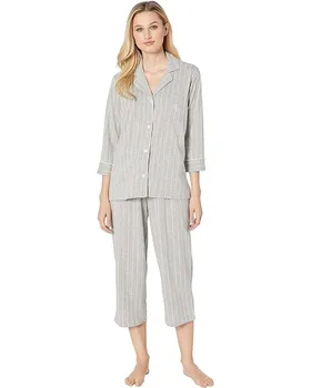 Пижама LAUREN Ralph Lauren Essentials Bingham Knits Capri, цвет Grey Stripe