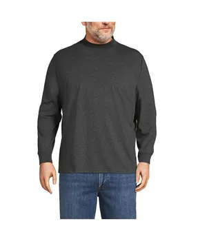 Мужской большой & Футболка с воротником-стойкой Super-T Tall Lands' End, цвет Dark charcoal heather