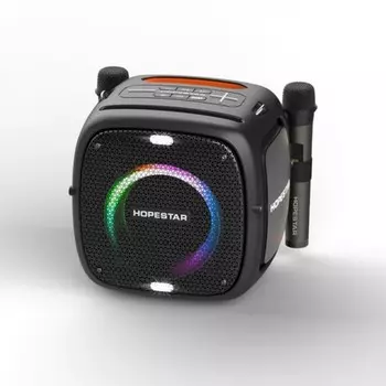 Портативная акустика Hopestar Party One, 80 Вт, AUX, USB, microSD, Bluetooth, подсветка, черный
