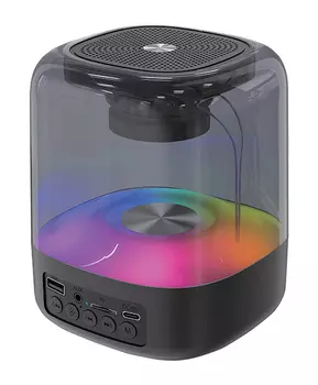 Портативная акустика QUMO Plasma, 5 Вт, FM, AUX, USB, microSD, Bluetooth, подсветка, черный (ВТ 0082)