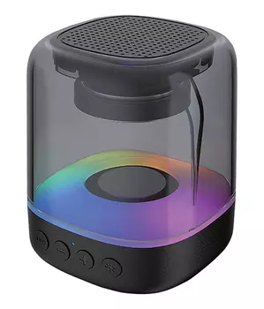 Портативная акустика QUMO Plasma mini, 3 Вт, FM, AUX, microSD, Bluetooth, подсветка, черный (ВТ 0081)