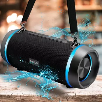 Портативная акустика стерео Ginzzu GM-901B, 28W, FM, USB, Bluetooth, подсветка, черный (GM-901B)