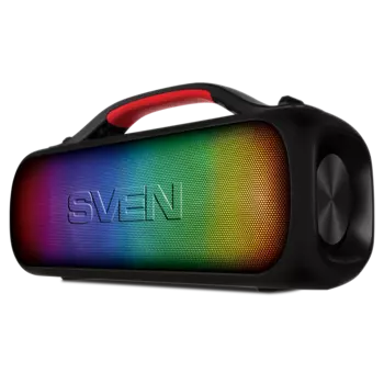 Портативная акустика SVEN PS-360, 24 Вт, FM, AUX, USB, Bluetooth, подсветка, черный (SV-021740)