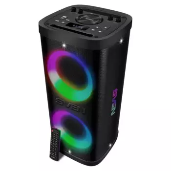 Портативная акустика SVEN PS-930 , 150 Вт, FM, AUX, USB, microSD, Bluetooth, подсветка, черный (SV-022402)
