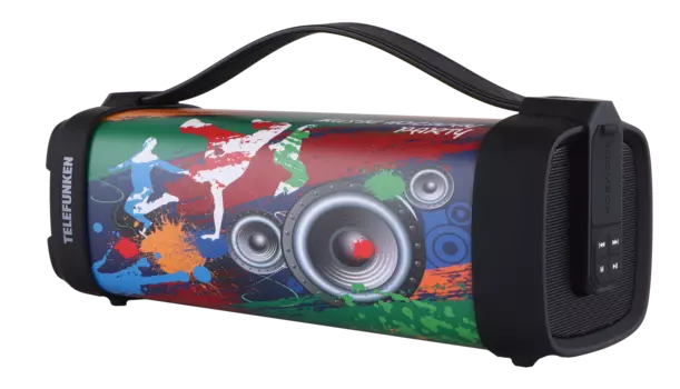 Портативная акустика Telefunken TF-PS1241B, 12 Вт, FM, USB, Bluetooth, черный (TF-PS1241B MUSIC HOLIDAY)