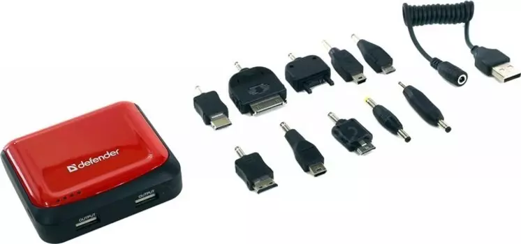 Портативный аккумулятор Defender ExtraLife 5200, 5200mAh, 2xUSB, 1A, красный