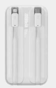 Портативный аккумулятор (Powerbank) BASEUS Comet Series Dual-Cable Digital Display, 20 А·ч, 2xUSB, 2.4А, Type-C, QC, PD, белый (PPMD020102)