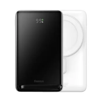 Портативный аккумулятор (Powerbank) BASEUS Magnetic Bracket Wireless, 10 А·ч, 1xUSB, 5А, Type-C, QC, PD, QI, белый (PPCX000202)