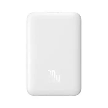 Портативный аккумулятор (Powerbank) BASEUS Magnetic Mini Air Wireless, 10000 мА·ч, USB, 2.4А, Type-C, QC, PD, QI, белый (P10059001223-00)