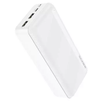 Портативный аккумулятор (Powerbank) Borofone BJ27B, 30 А·ч, 2xUSB, 2.1А, QC, QI, белый (6974443388046)