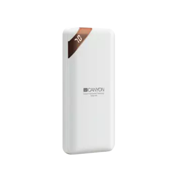 Портативный аккумулятор (Powerbank) Canyon PB-102, 10000 мАч, 2xUSB, 2.1A, Type-C, белый (CNE-CPBP10W)