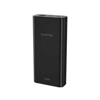 Портативный аккумулятор (Powerbank) Canyon PB-2001, 20000mAh, 2xUSB, 2.1A, черный (CNE-CPB2001B)