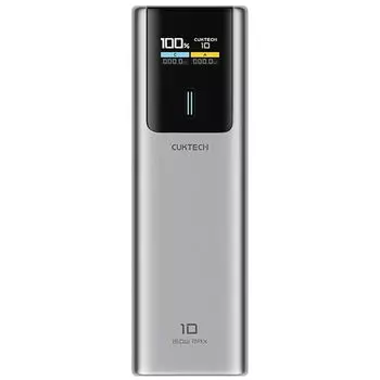 Портативный аккумулятор (Powerbank) CUKTECH PB100P, 10000 мА·ч, 2xUSB, 6А, Type-C, QC, PD, серый (CKPB100PGLBK)
